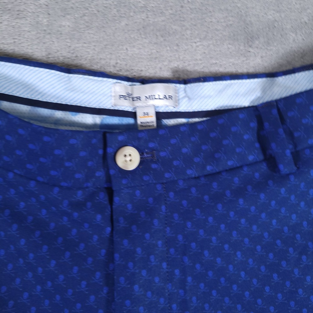Peter Millar Crown Sport Golf Shorts Mens 34 Performance Skulls All Over Blue‎ - Picture 3 of 11